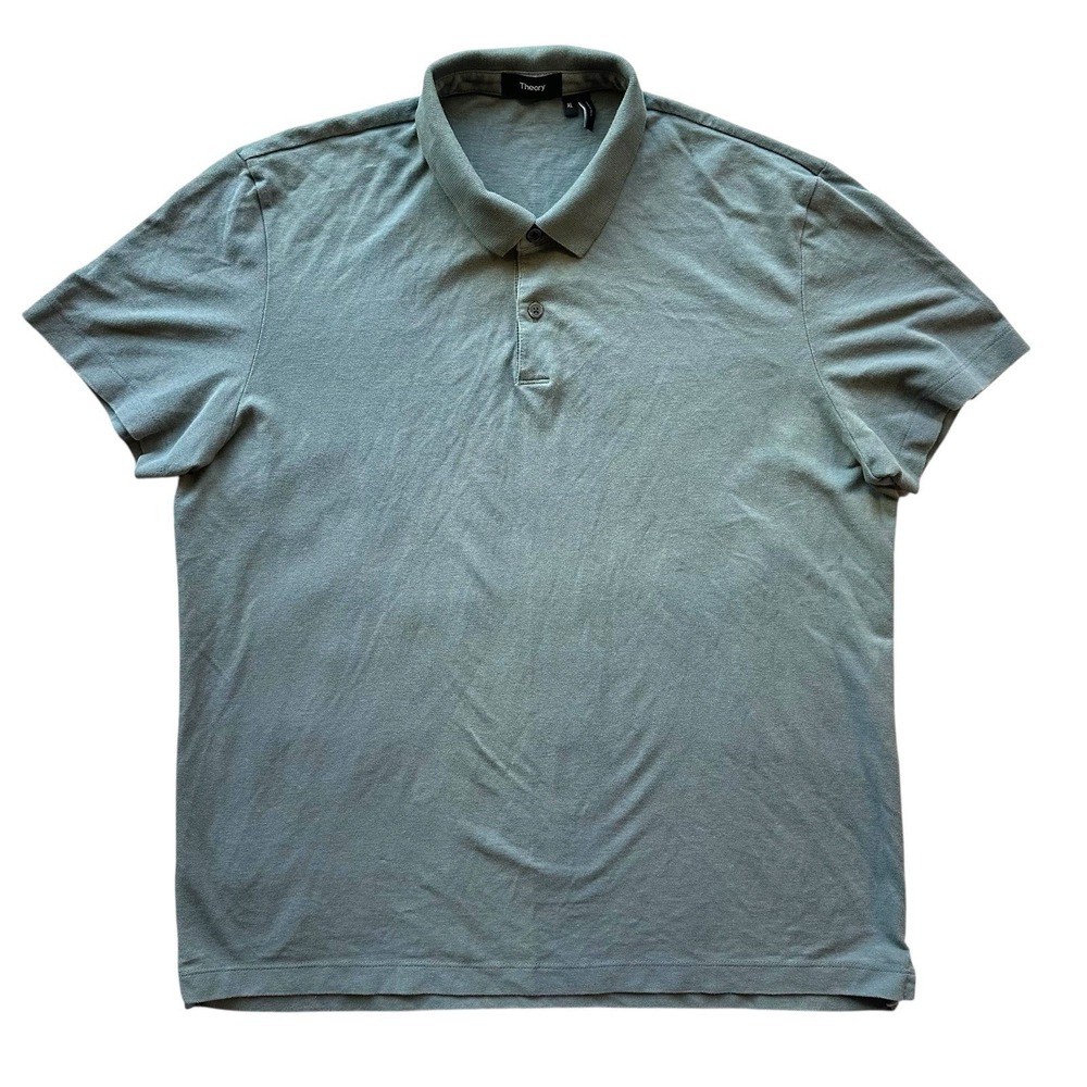 Theory Polo Shirt Mens Large Green Cotton Blend Golf *